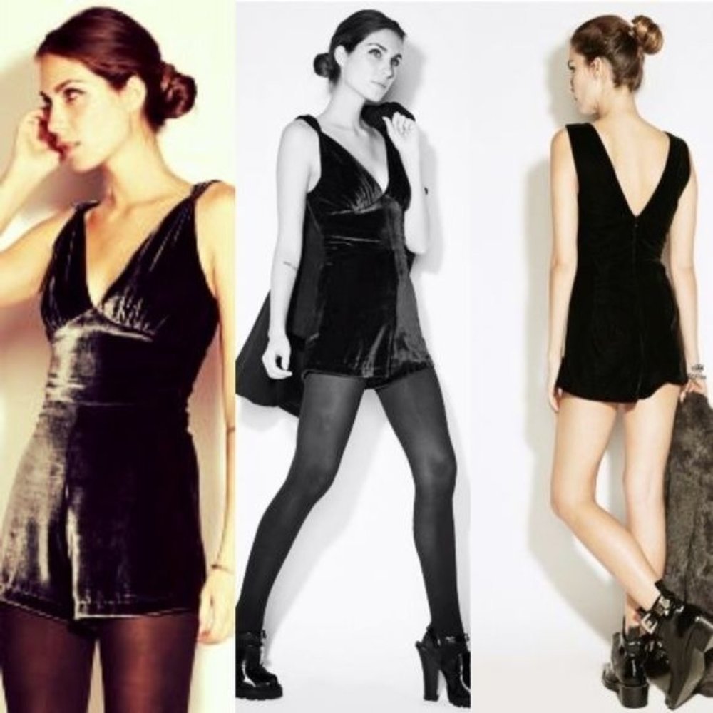 Reformation Woodland Velvet Jumper in Black MediumWomens Dressy Romper Jumpsuit